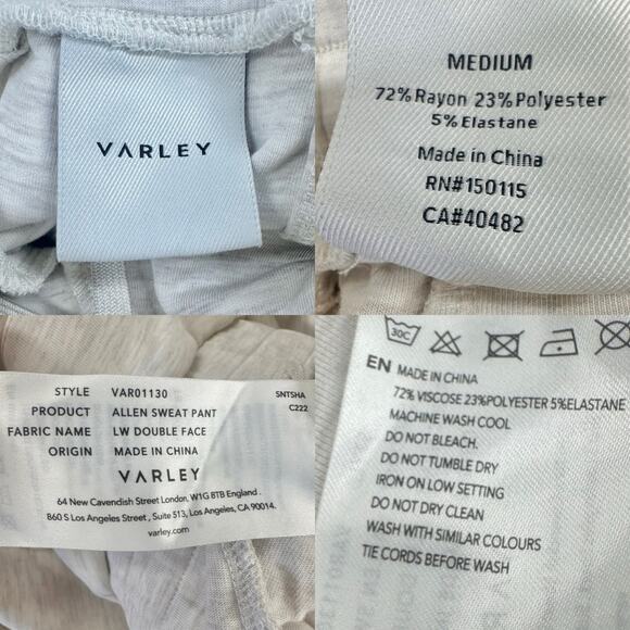 Varley The Allen Pant 27" jogger  lounge sweatpant in Ivory Marl Size Medium - Picture 4 of 16